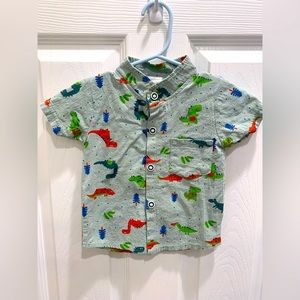 *SALE Boys button up dinosaur collard shirt.